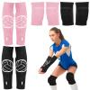 Sosation 2 Set Volleyball Knee Pads and Volleyball Arm Sleeves with Protection Pad Compression Forearm Wrist Guard with Thumb Hole Soft Breathable for Hitting Passing(Black, Pink) view 1