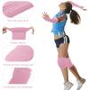 Sosation 2 Set Volleyball Knee Pads and Volleyball Arm Sleeves with Protection Pad Compression Forearm Wrist Guard with Thumb Hole Soft Breathable for Hitting Passing(Black, Pink) view 3