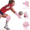 Sosation 2 Set Volleyball Knee Pads and Volleyball Arm Sleeves with Protection Pad Compression Forearm Wrist Guard with Thumb Hole Soft Breathable for Hitting Passing(Black, Pink) view 4
