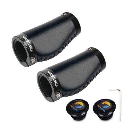 TOPCABIN Bike Grips 2PCS 90mm Length Bike Handlebar Grips Short Mini Bicycle Handlebar Grips Two-Color Rubber Ergonomic Design (Hand-Sewn ATF Leather(Black 90mm))