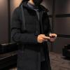 Mens Slim Fit Hooded Padded Coat Mid Length Warm Winter Quilted Puffer Jacket Windproof Thicken Down Outwear (Black,Large) view 4