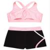 YiZYiF Kids Girls 2 Piece Gymnastic Outfit Straps Criss Cross Tank Top with Booty Shorts Dance Athletic Clothing Sets Pink 4 Years view 4
