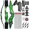 60"Archery Recurve Bow for Adults Set With 12 Pcs Carbon Arrows Bow String Bow Limbs Silencer Set Arrow Rest Plate Arrow Quiver 6 Pcs Hunting Arrows Tips Right Hand Hunting Bow Set for Adults (20 lbs) view 1