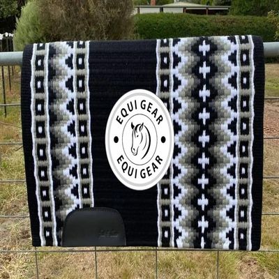 EQUIGEAR Horse Western Show Saddle pad/New Zealand Wool Western Saddle Blanket Top Wool Pad Sensor Flex (Customization Available) JK12 (36x40)