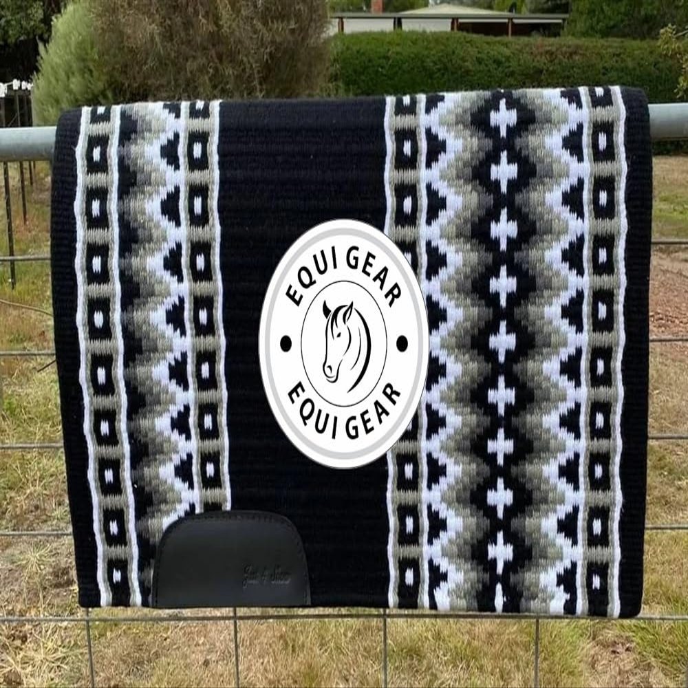 EQUIGEAR Horse Western Show Saddle pad/New Zealand Wool Western Saddle Blanket Top Wool Pad Sensor Flex (Customization Available) JK12 (36x40)