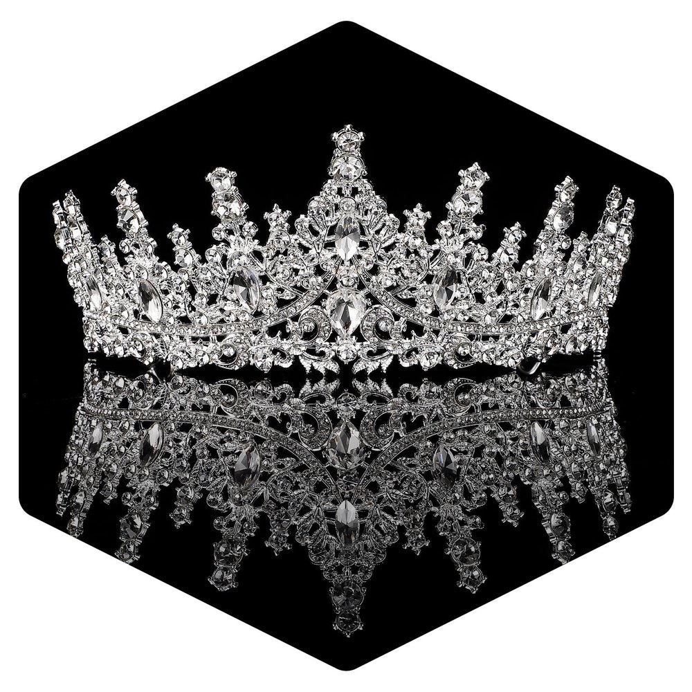 Tiara for Women, Crystal Queen Crowns, Rhinestone Princess Tiaras, Royal Hair Accessories Perfect for Birthday Decorations, Wedding Brides, and Halloween Cosplay (Silver)