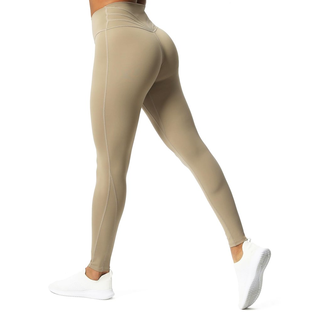 Aoxjox High Waisted Workout Leggings for Women Trinity Yoga Pants 26.5" (Taupe, X-Small)