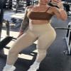 Aoxjox High Waisted Workout Leggings for Women Trinity Yoga Pants 26.5" (Taupe, X-Small) view 2