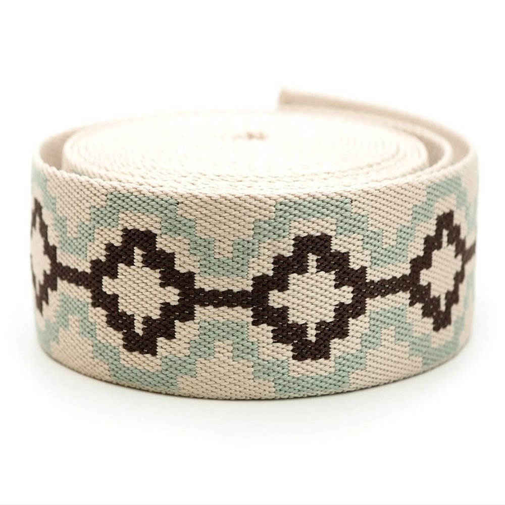 CRAFTMEMORE 1.5 Inches Bohemian Style Cotton Poly Webbing Strap, Strong Webbing for Arts, Crafts, Bag Strap (50 Yards, Style 04)
