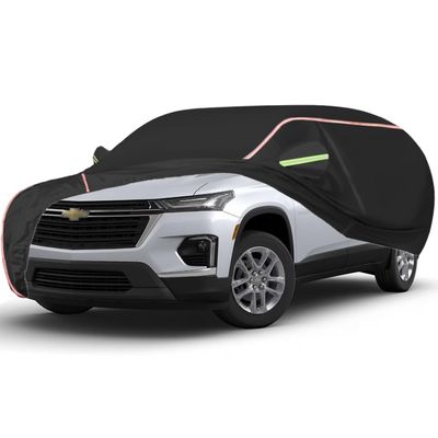 WOLWES Car Covers are Suitable for Chevrolet Traverse LS/LT Cloth/LT Leather/RS/Premier/High Country,Water,Rain,Sun and Snow Resistant Oxford Fabric Car Covers,with Side Door Zip (Color : Black, Siz