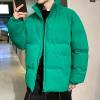 JEsilunmaMY Men's Padded Down Jacket Solid Color Stand Collar Quilted Puffer Coat Loose Warm Winter Cotton Outerwear (Green,X-Large) view 2