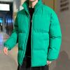 JEsilunmaMY Men's Padded Down Jacket Solid Color Stand Collar Quilted Puffer Coat Loose Warm Winter Cotton Outerwear (Green,X-Large) view 4