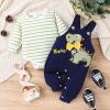 TOKIAGO Baby Boy Clothes 3-6 Months Fall Winter Outfits Long Sleeve Green Striped Romper Infant Cute Dinosaur Overall Adjustable Suspender Pants Set 3-6 Months view 2