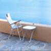 FORMA MARINE Aluminum Folding Reclining Boat Chair with Iroko Armrests Uniform Gray Fabric R120G view 2