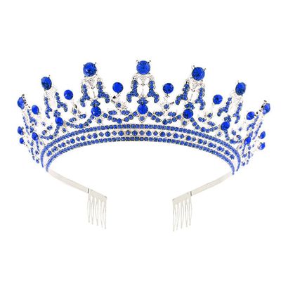 Crystal Bridal Tiara Crown Prom Rhinestone Diadem Wedding Costume hairband Headpieces H193 Silver Blue
