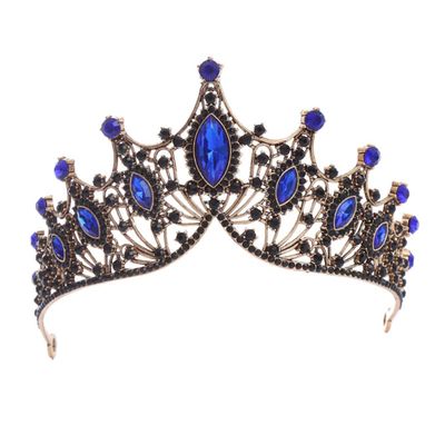 Vintage Princess Black Crystal Tiara Crown Women Wedding Party Rhinestone Bridal Crown hairband black blue