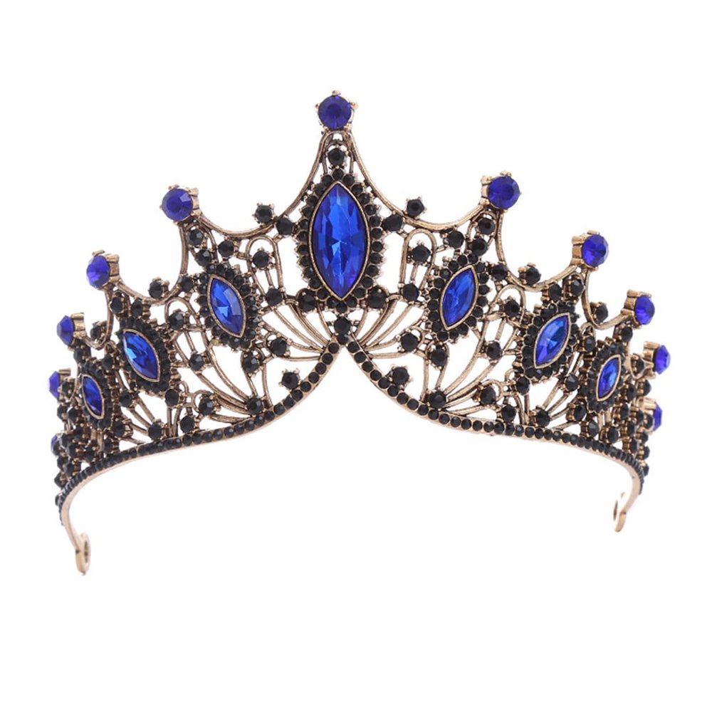 Vintage Princess Black Crystal Tiara Crown Women Wedding Party Rhinestone Bridal Crown hairband black blue
