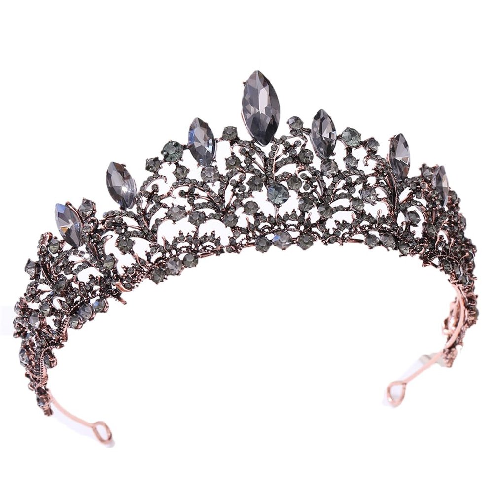 Crystal Bridal Crowns Pageant Diadem Veil Tiaras Bride Headband Wedding Hair Accessories Black