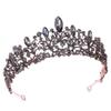 Crystal Bridal Crowns Pageant Diadem Veil Tiaras Bride Headband Wedding Hair Accessories Black view 1