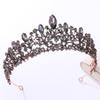 Crystal Bridal Crowns Pageant Diadem Veil Tiaras Bride Headband Wedding Hair Accessories Black view 4