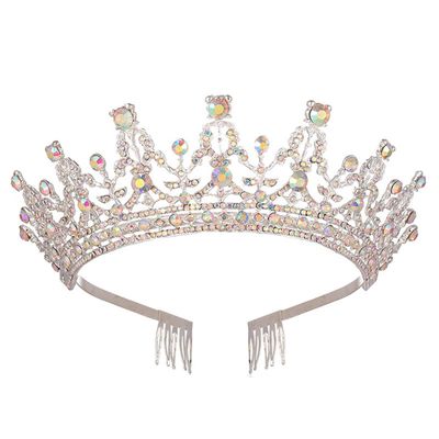 Crystal Bridal Tiara Crown Prom Rhinestone Diadem Wedding Costume hairband Headpieces H193 Silver AB