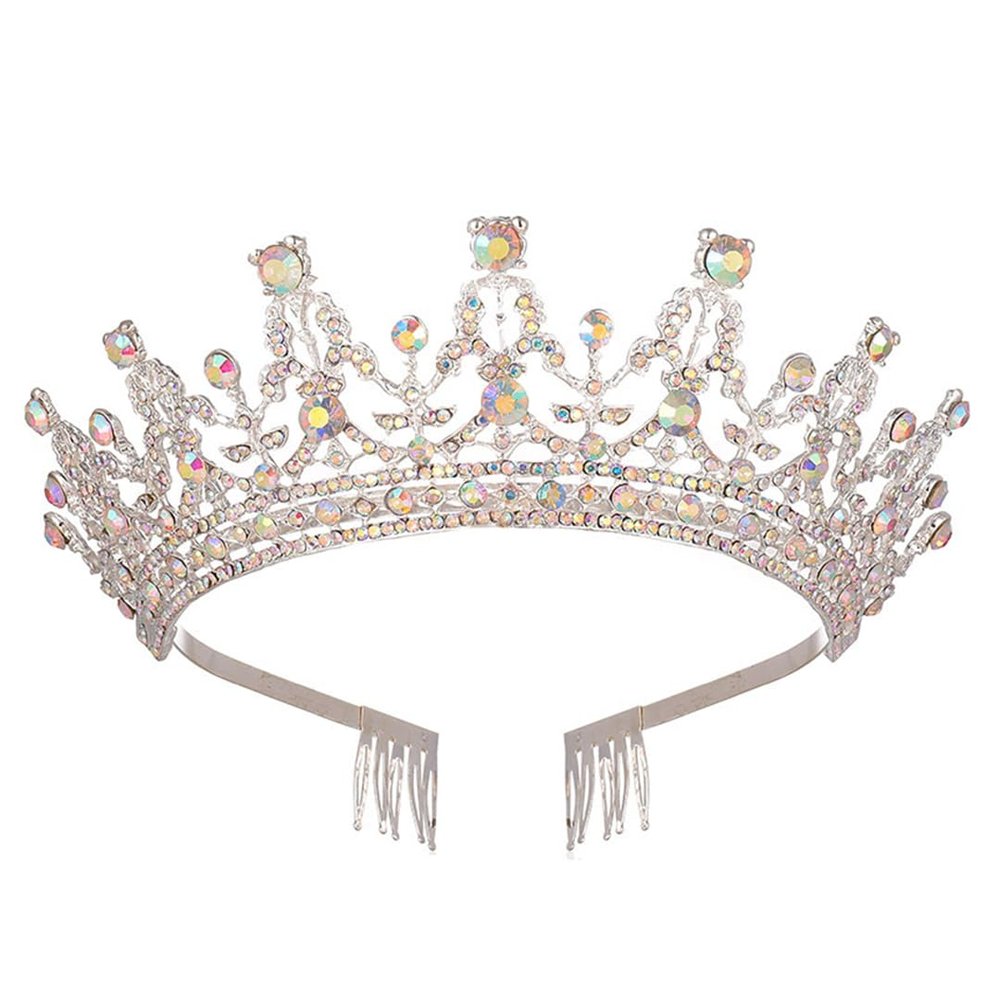 Crystal Bridal Tiara Crown Prom Rhinestone Diadem Wedding Costume hairband Headpieces H193 Silver AB