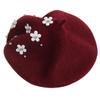 ECYC Children Winter Wool Beret Hat, Fashion Casual Pearl Flower Beret Cap French Beanie Hats for Toddler Girls view 1