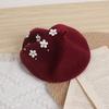 ECYC Children Winter Wool Beret Hat, Fashion Casual Pearl Flower Beret Cap French Beanie Hats for Toddler Girls view 2