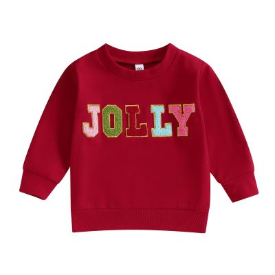 Hnyenmcko Toddler Baby Boy Girl Christmas Outfit Santa Long Sleeve Crewneck Sweatshirt Pullover Tops Baby Fall Clothes (Red JOLLY, 6-12 Months)