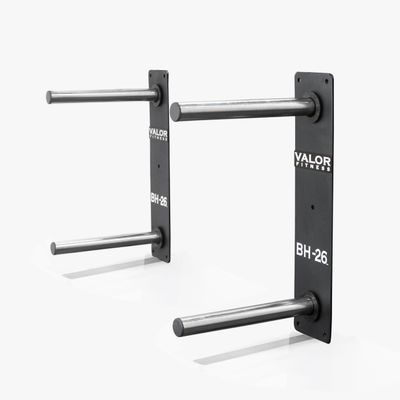 Valor Fitness Wall-Mounted Weight Plate Rack 4-Peg Storage Holder for Olympic & Bumper Plates, Space-Saving Home Gym Organizer