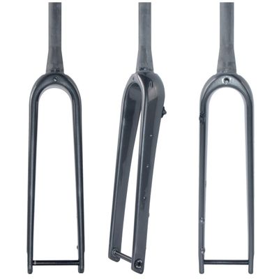 HIMALO 700C Gravel Fork Carbon Road Bike Rigid Fork 1-1/8 Straight/Tapered Front Fork Disc Brake Thru Axle 12 * 100mm (Color : Glossy Black, Size : Tapered)