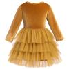 IDOPIP Toddler Baby Girl Velvet Tutu Dress Tulle Ruffle Long Sleeve Princess Christmas Birthday Party Dresses Fall Winter Clothes Kids Vintage Holiday Casual Dress Outfit Champagne - Tulle 1-2 Years view 3