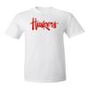 CornBorn Nebraska Huskers Tshirt - Legacy Script Glitter Huskers - White - Medium view 1