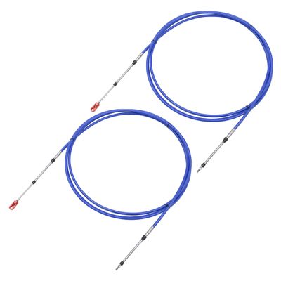 uxcell 2pcs 16ft 197 Inch Marine Type 3300/33C Throttle Shift Remote Control Box Cable with Clevis for Yamaha Outboard Engine Boat Motor Steering System Blue