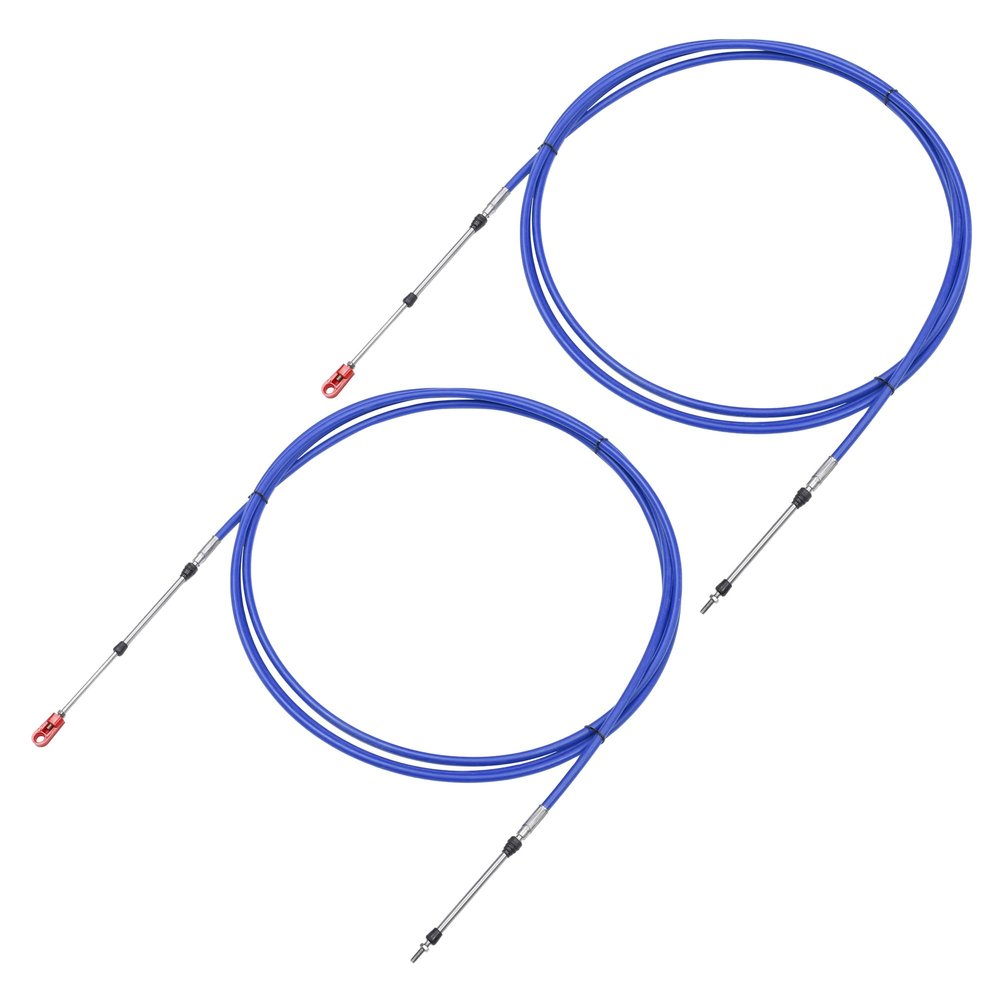 uxcell 2pcs 16ft 197 Inch Marine Type 3300/33C Throttle Shift Remote Control Box Cable with Clevis for Yamaha Outboard Engine Boat Motor Steering System Blue