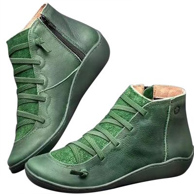 Ctreela Arch Supports Shoes Outdoor Hiking Lace up Ankle Boots Comfort Flat Heel Walking Booties Orthopedic Shoes for Women