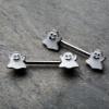 14GA 316L Stainless Steel Happy Little Ghost Ends Nipple Barbells, Sold as a Pair (Gold Tone) view 2