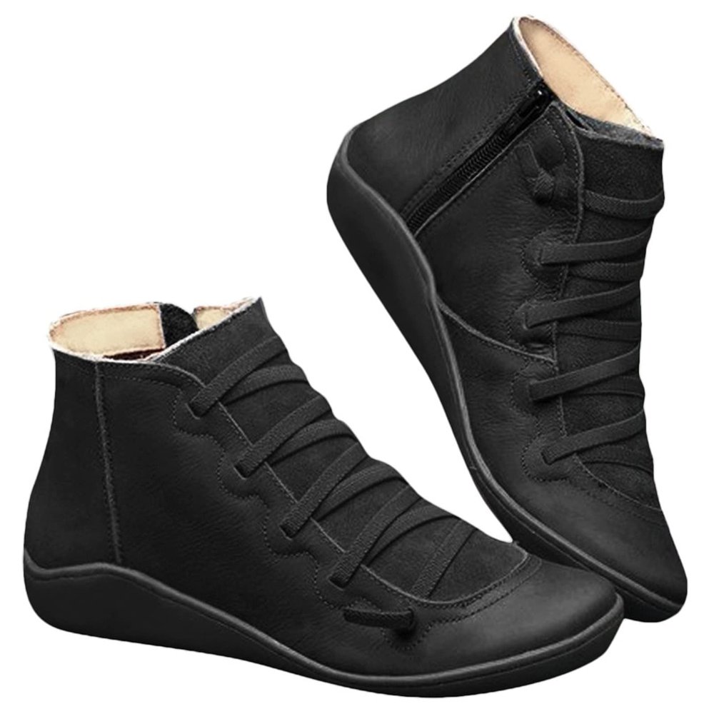 Ctreela Arch Supports Shoes Outdoor Hiking Lace up Ankle Boots Comfort Flat Heel Walking Booties Orthopedic Shoes for Women