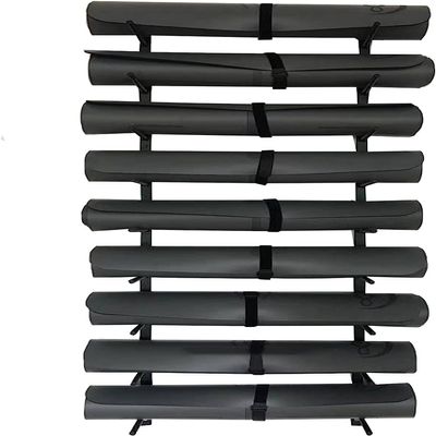 CIRCIR Large Yoga Mat Display Stand, Foam Roller& Yoga Mat Holder Organizer- Wall Mounted, Metal Multifunctional Sports Accessaries Storage Rack (Color : Black, Size : 6 Tier)