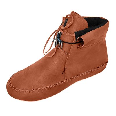 Ctreela Boho Flat Boots Vintage Indian Style Ankle Bootie Comfy Roman Retro Lace-up Short Boots Outdoor Flat Walking Shoes
