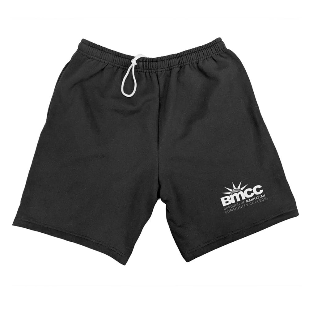 Borough of Manhattan Community College Mens Sweat Shorts Primary Logo, Black, Large