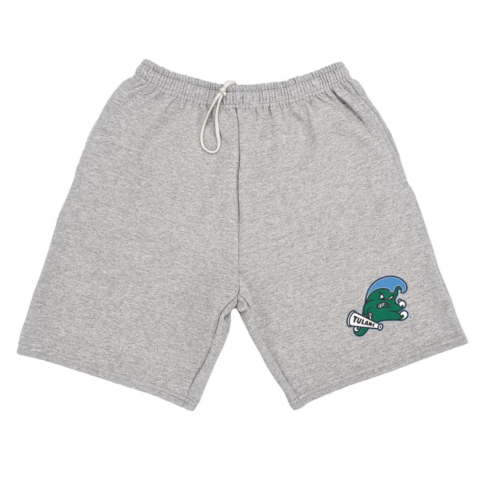 Campus Lab Tulane University Mens Sweat Shorts Primary Logo, Athletic Heather, Medium
