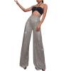 Sequin Pants for Women High Waist Palazzo Pants Long Culottes Glitter Wide Leg Pants Bling Party Clubwear Trousers view 1