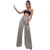 Sequin Pants for Women High Waist Palazzo Pants Long Culottes Glitter Wide Leg Pants Bling Party Clubwear Trousers view 2