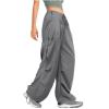 Womens Cargo Pants Parachute Wide Leg Elastic High Waisted Casual Y2k Teen Girls Jogger Pants Trousers Hiking Pants view 1