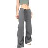 Womens Cargo Pants Parachute Wide Leg Elastic High Waisted Casual Y2k Teen Girls Jogger Pants Trousers Hiking Pants view 2