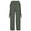 Women Cargo Pants Parachute High Waisted Wide Leg Pants Fashion Y2k Teen Girls Baggy Sweatpants Casual Joggers Pants Green view 1