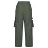 Women Cargo Pants Parachute High Waisted Wide Leg Pants Fashion Y2k Teen Girls Baggy Sweatpants Casual Joggers Pants Green view 2