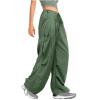 Womens Cargo Pants Parachute Wide Leg Elastic High Waisted Casual Y2k Teen Girls Jogger Pants Trousers Hiking Pants view 1