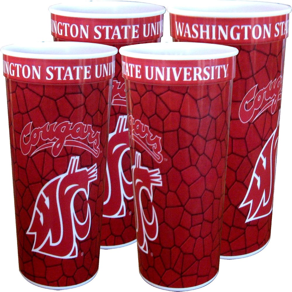 Westrick WA State Cougars Souvenir Cups 24 oz 4 Pack Team Memorabilia, Collectibles, Great for Parties & Decor, Reusable Drinkware for Fans & Collectors